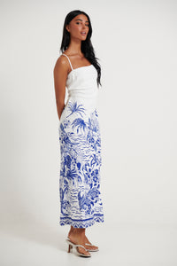 Valencia Midi Dress Blue/White