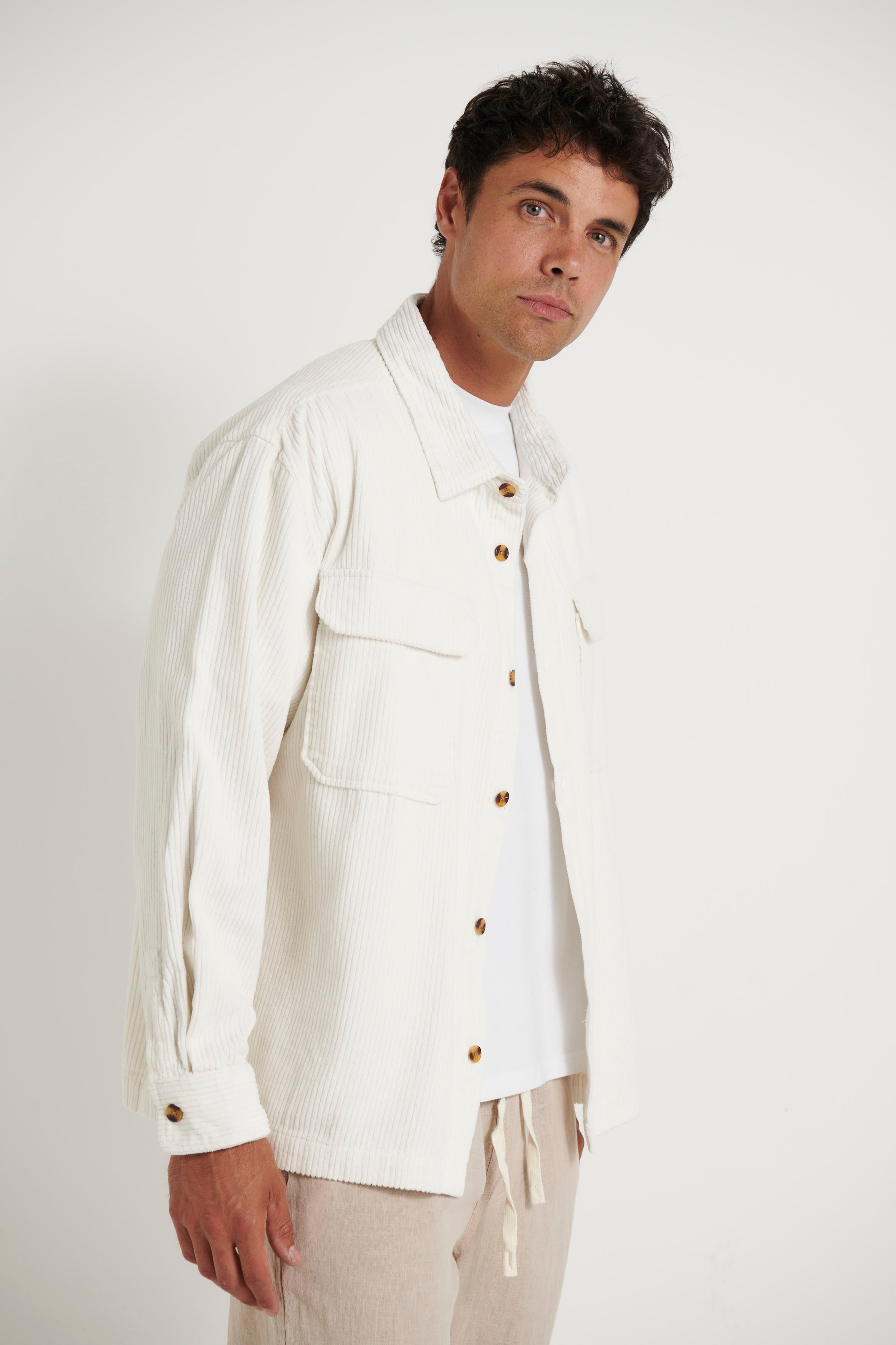 Dion Cord Overshirt Ivory