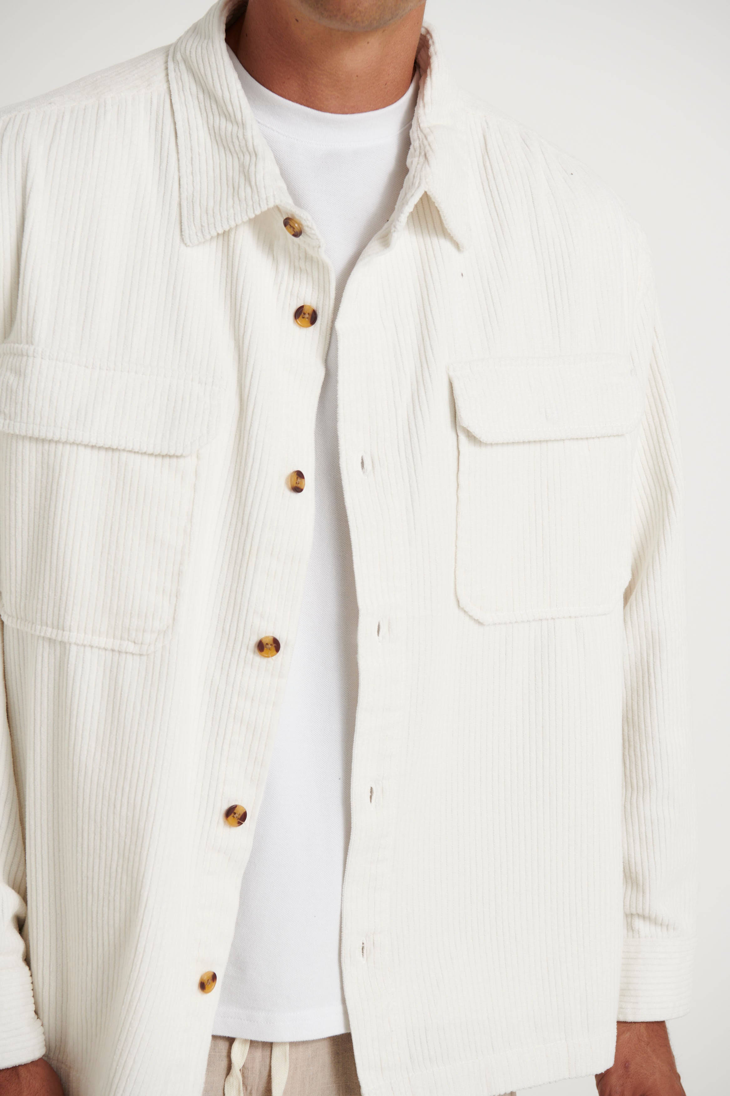 Dion Cord Overshirt Ivory
