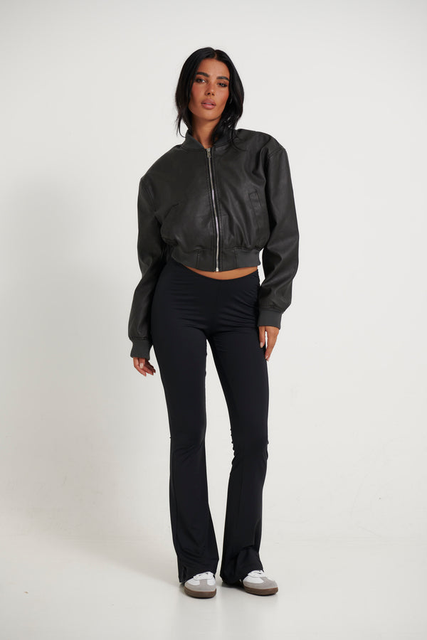 Carrie Cropped Bomber Black - FINAL SALE