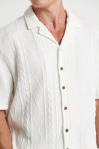 Locky Knitted Texture Shirt White