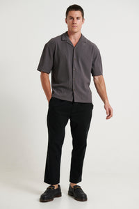 Raf Cropped Shirt Ribbed Dark Grey