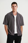 Raf Cropped Shirt Ribbed Dark Grey