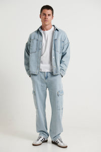 Drop Shoulder Denim Shirt Blue