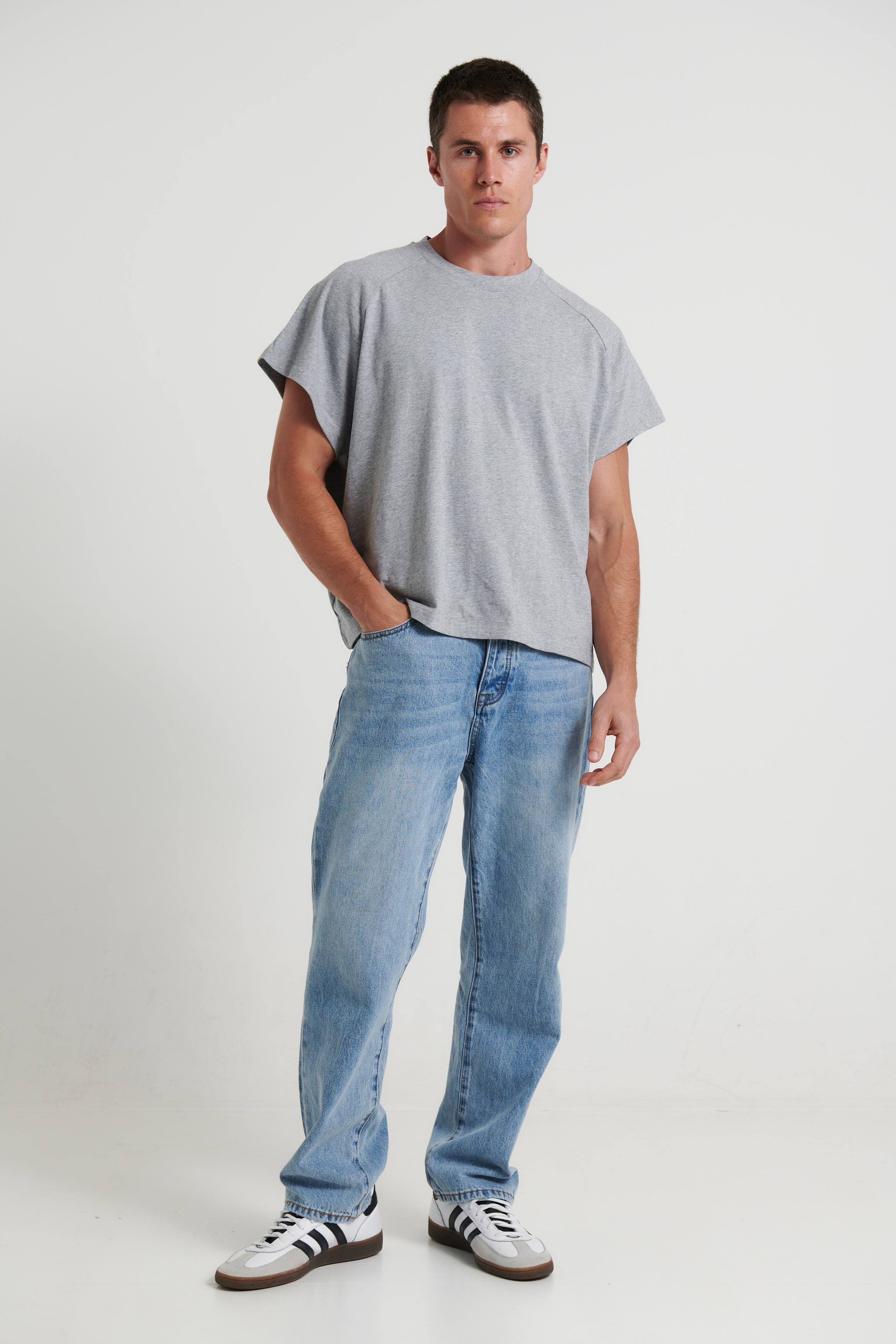 Raglan Crop Box Tank Grey