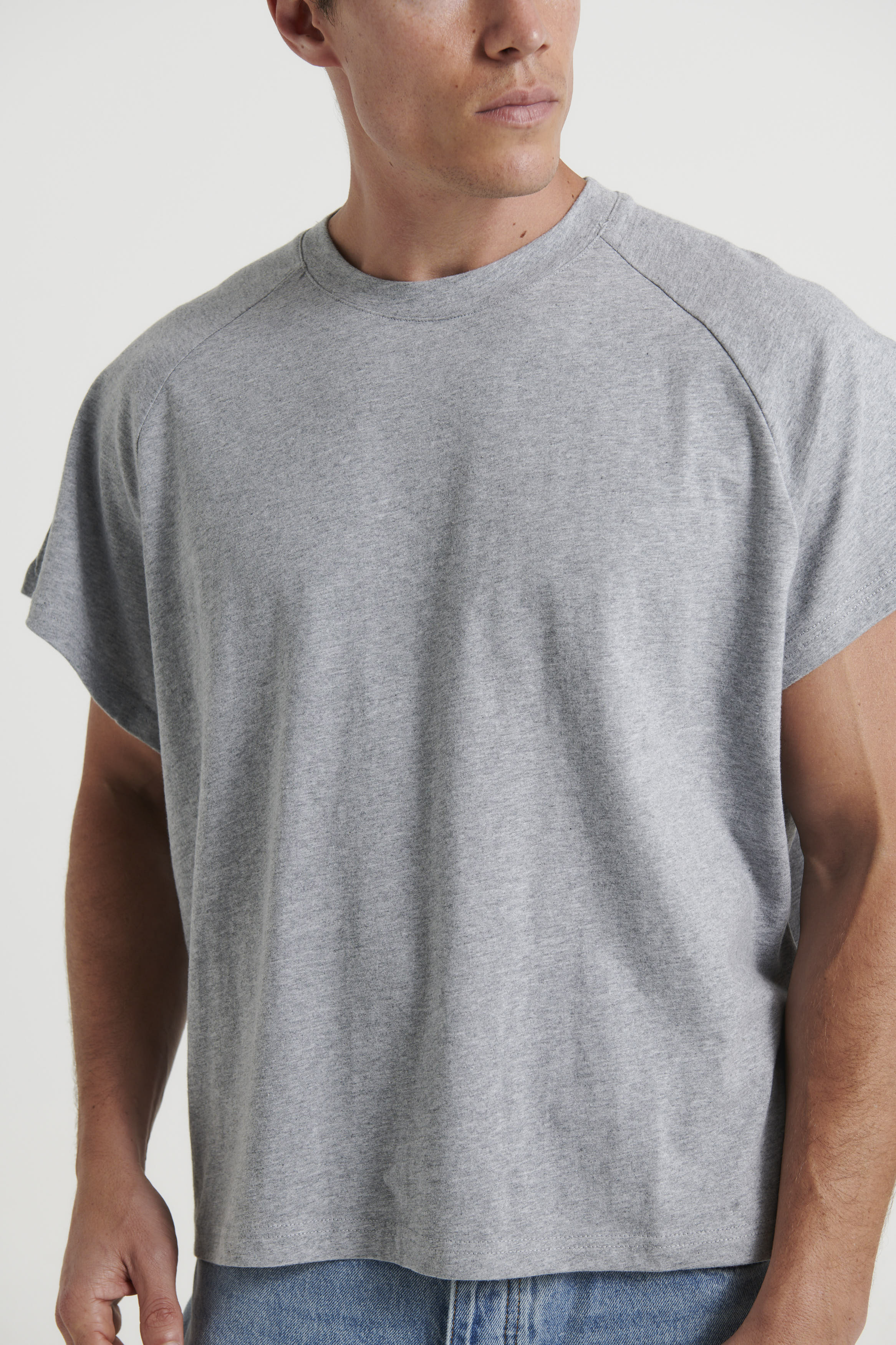 Raglan Crop Box Tank Grey