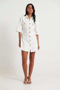 Kaneisha Denim Dress White