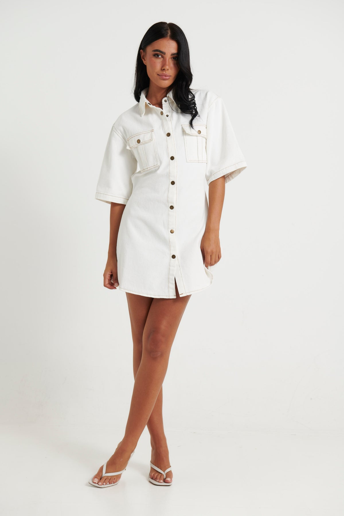 Kaneisha Denim Dress White
