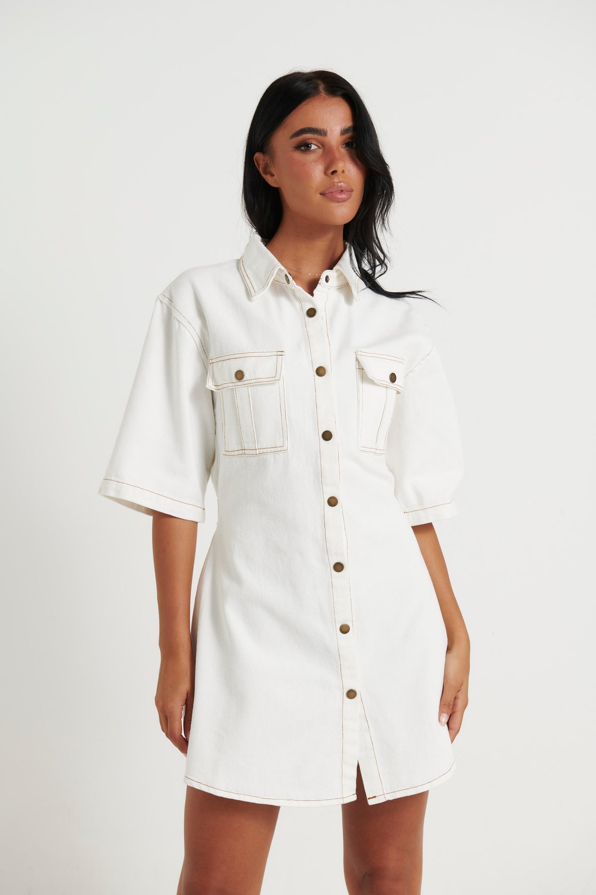 Kaneisha Denim Dress White