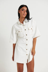 Kaneisha Denim Dress White