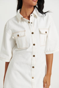 Kaneisha Denim Dress White