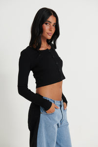 Renee Button Up Top Black