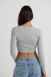 Renee Button Up Top Grey