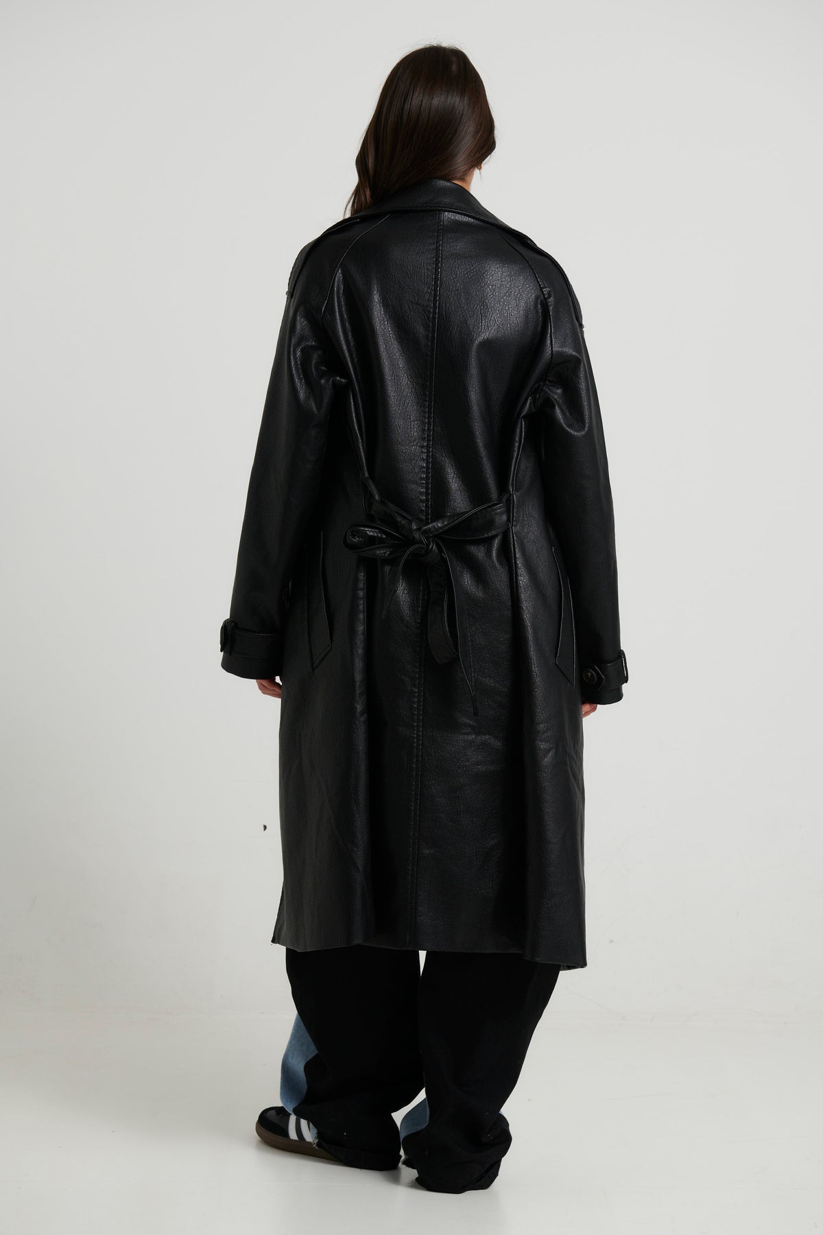 Celia Leather Trench Black