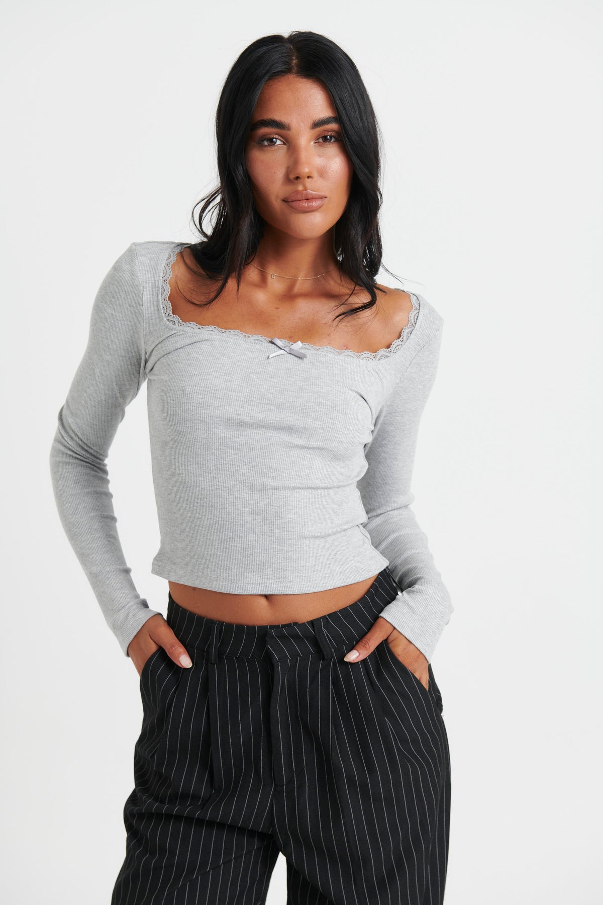 Arna Ribbed Top Grey - FINAL SALE