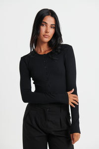 Henley Bodysuit Black