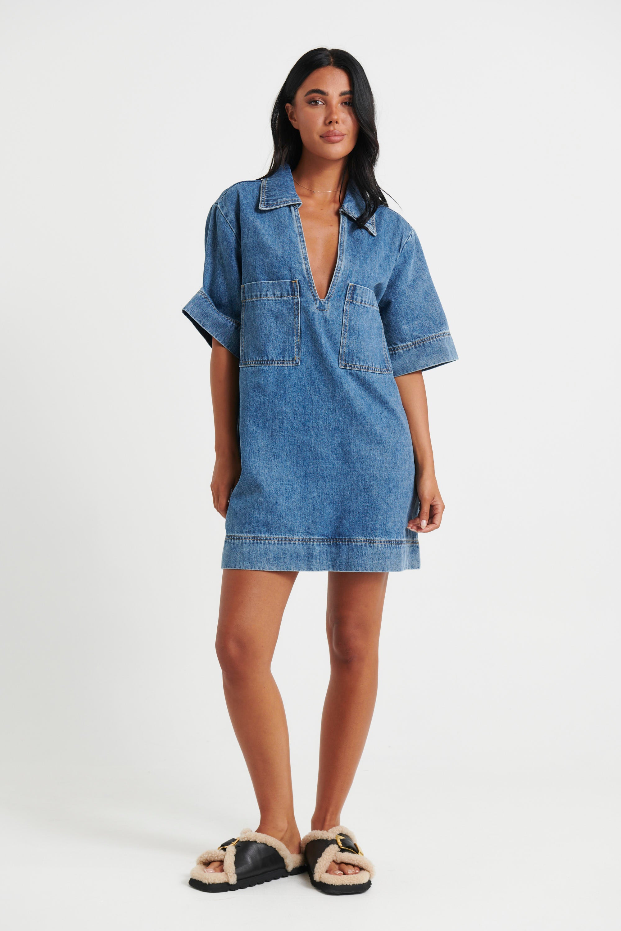 Rhythm Mini Denim Dress Indigo