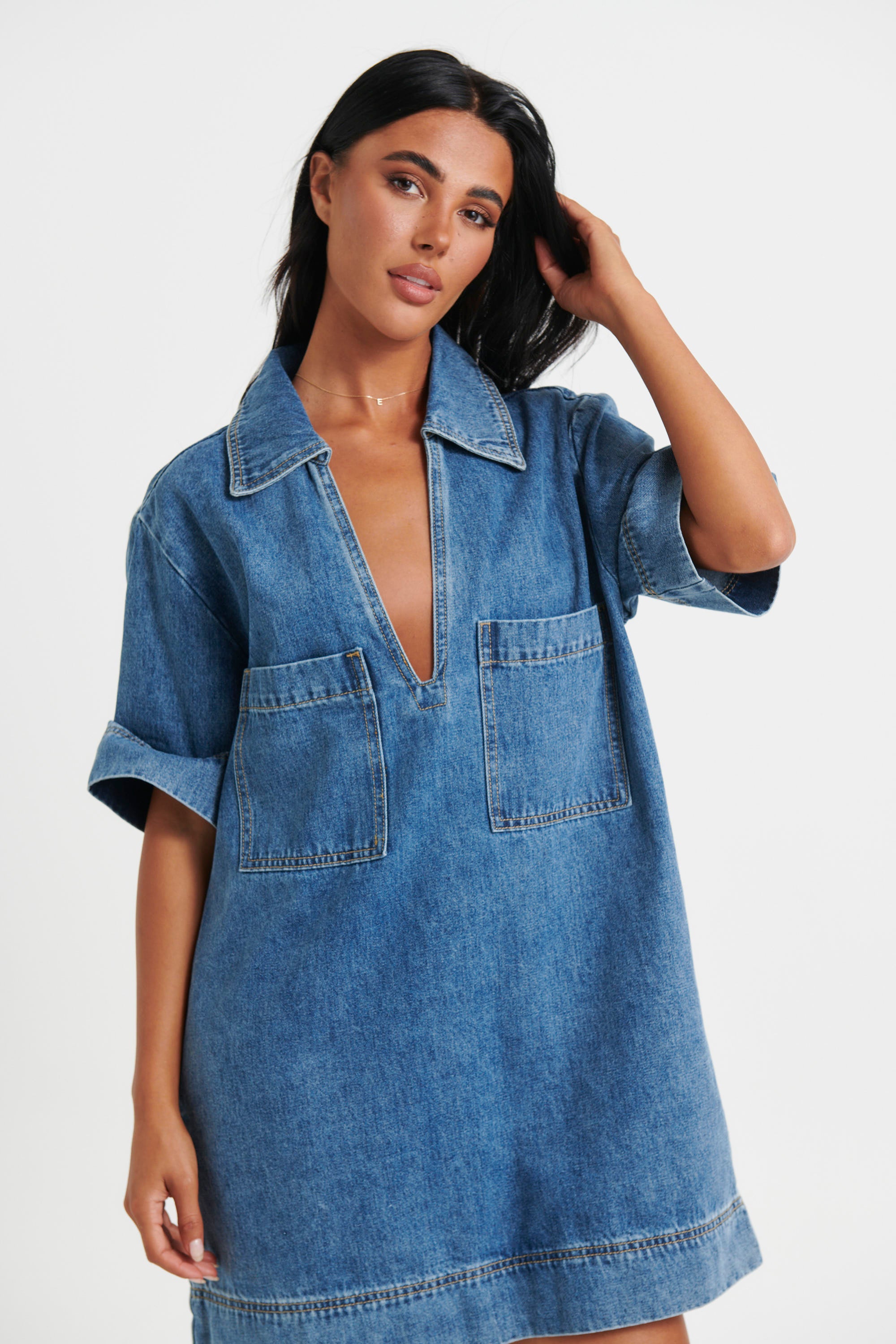Rhythm Mini Denim Dress Indigo
