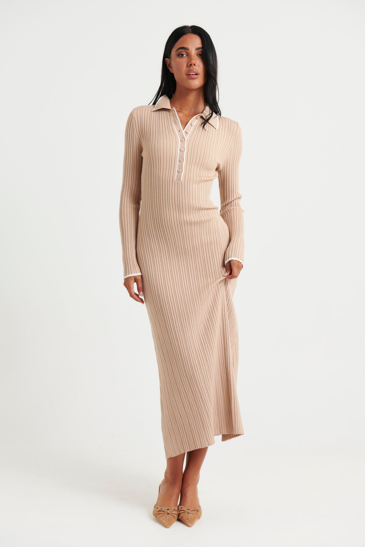 India Midi Dress Latte