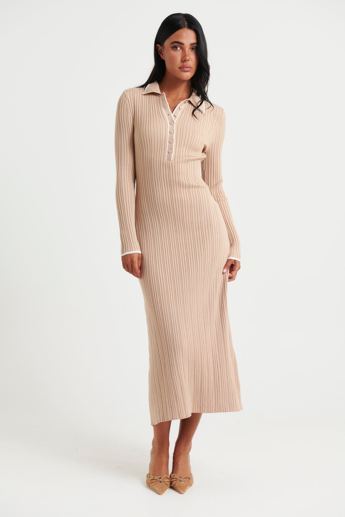 India Midi Dress Latte