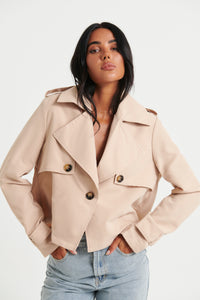 Connie Cropped Trench Jacket Clay
