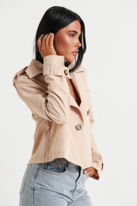 Connie Cropped Trench Jacket Clay