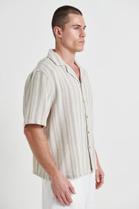 Raf Cropped Shirt Ecru Stripe