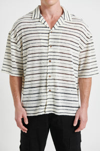 Raf Cropped Shirt Soft Knit Stripe