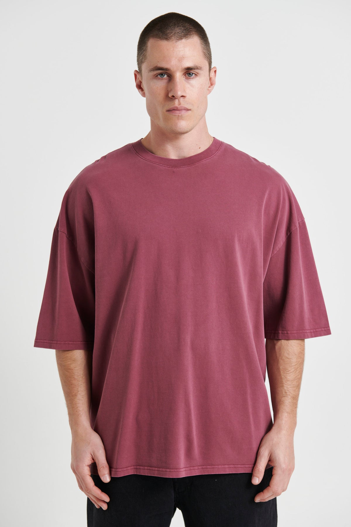 Miller Drop Shoulder Box Tee Carmine