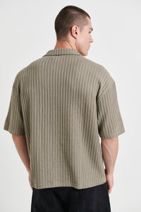 Raf Cropped Shirt Rib Knit Khaki