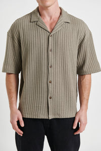 Raf Cropped Shirt Rib Knit Khaki
