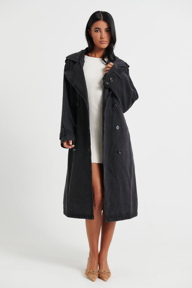 Ashley Denim Trench Black