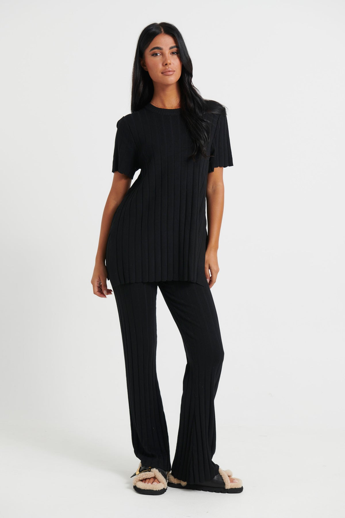 Leighton Ribbed Top Black