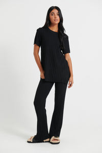 Leighton Ribbed Pant Black