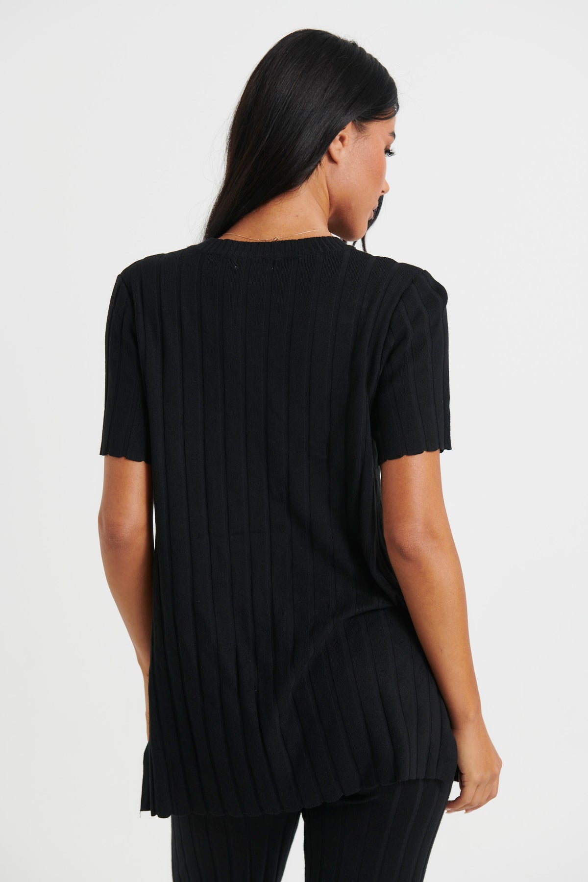 Leighton Ribbed Top Black