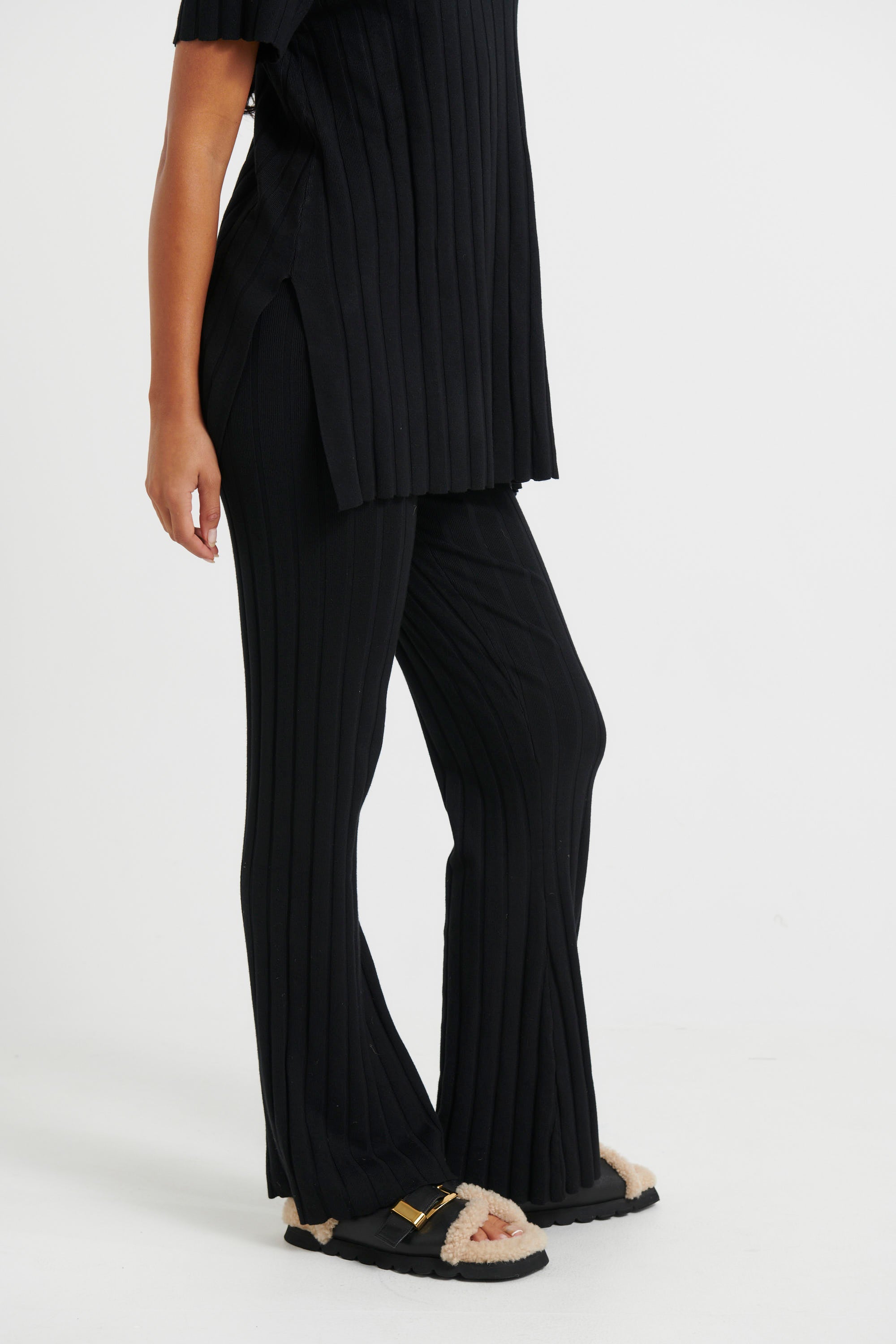 Leighton Ribbed Pant Black