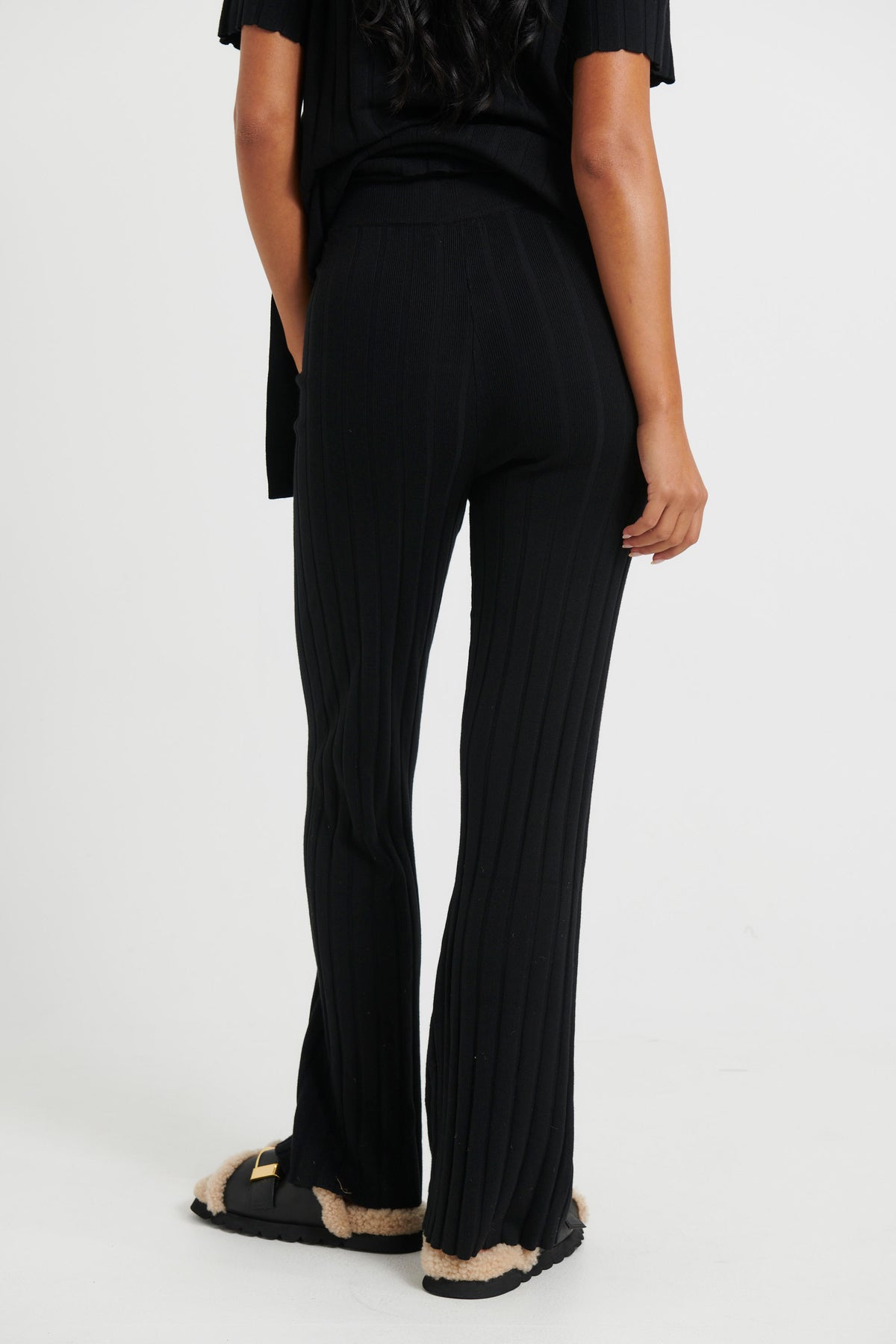 Leighton Ribbed Pant Black