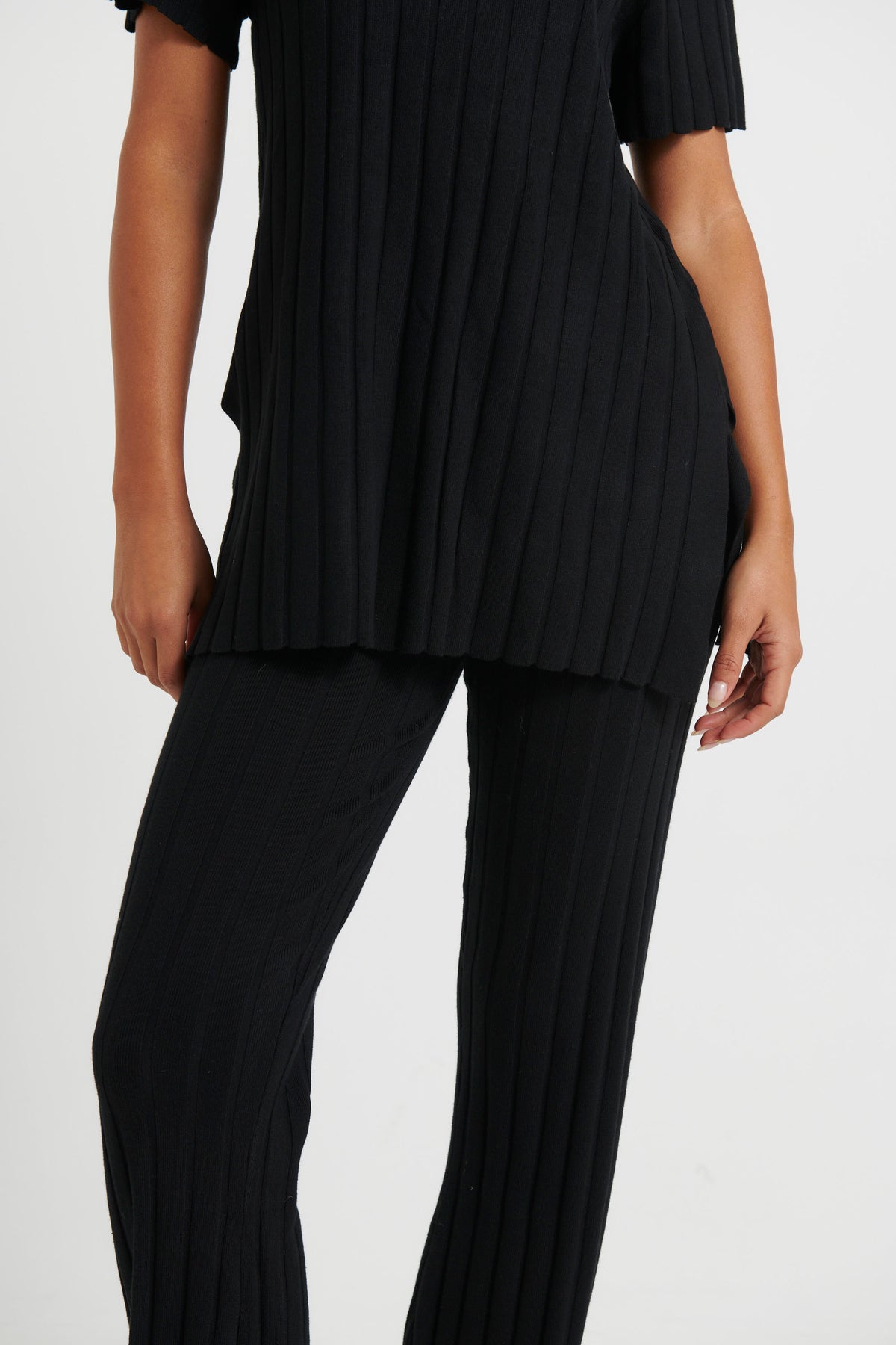 Leighton Ribbed Pant Black