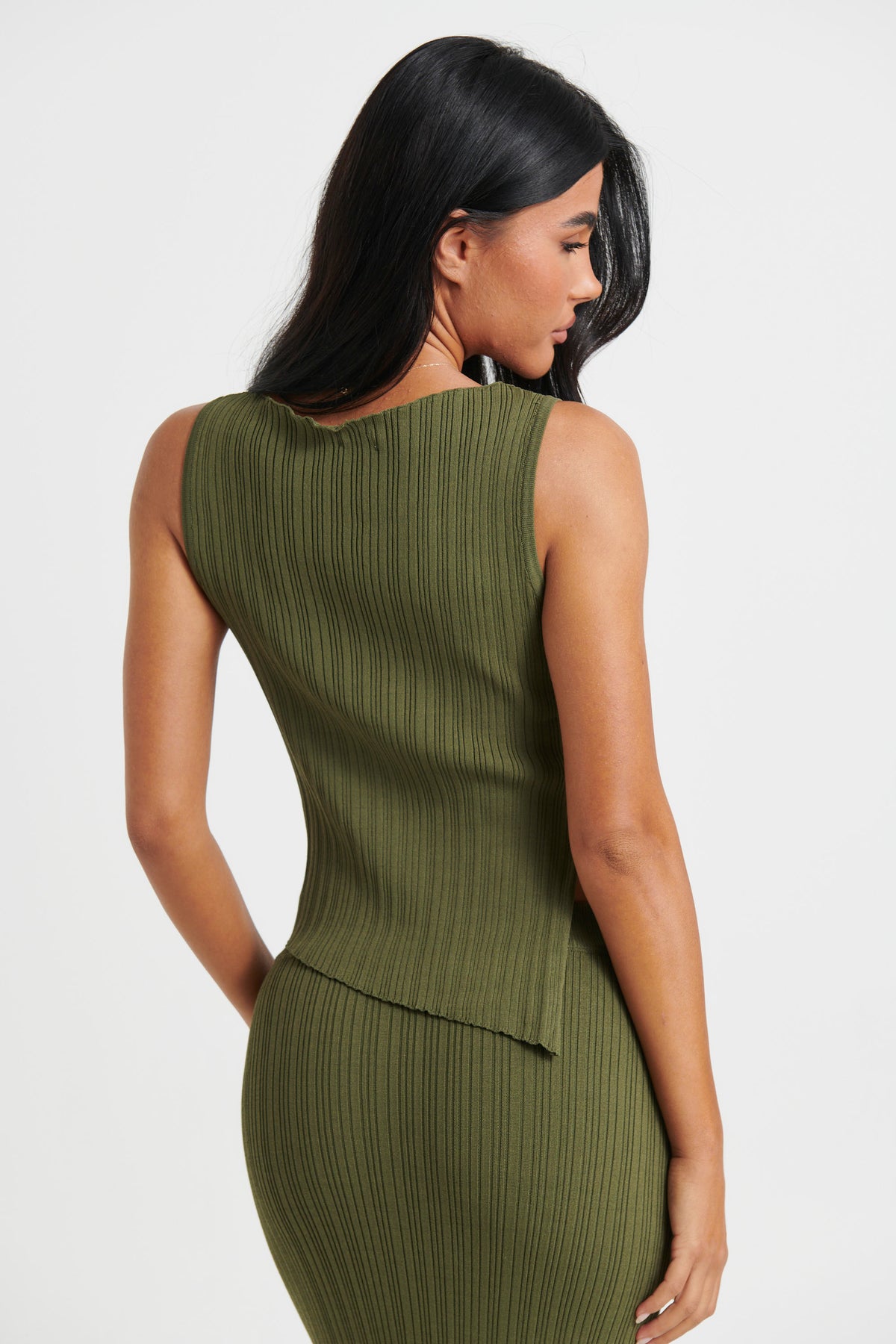 Bella Ribbed Top Khaki