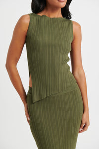 Bella Ribbed Top Khaki