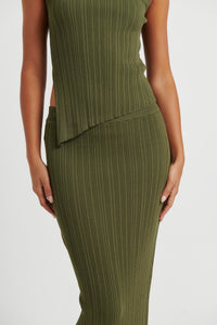 Bella Ribbed Skirt Khaki - FINAL SALE