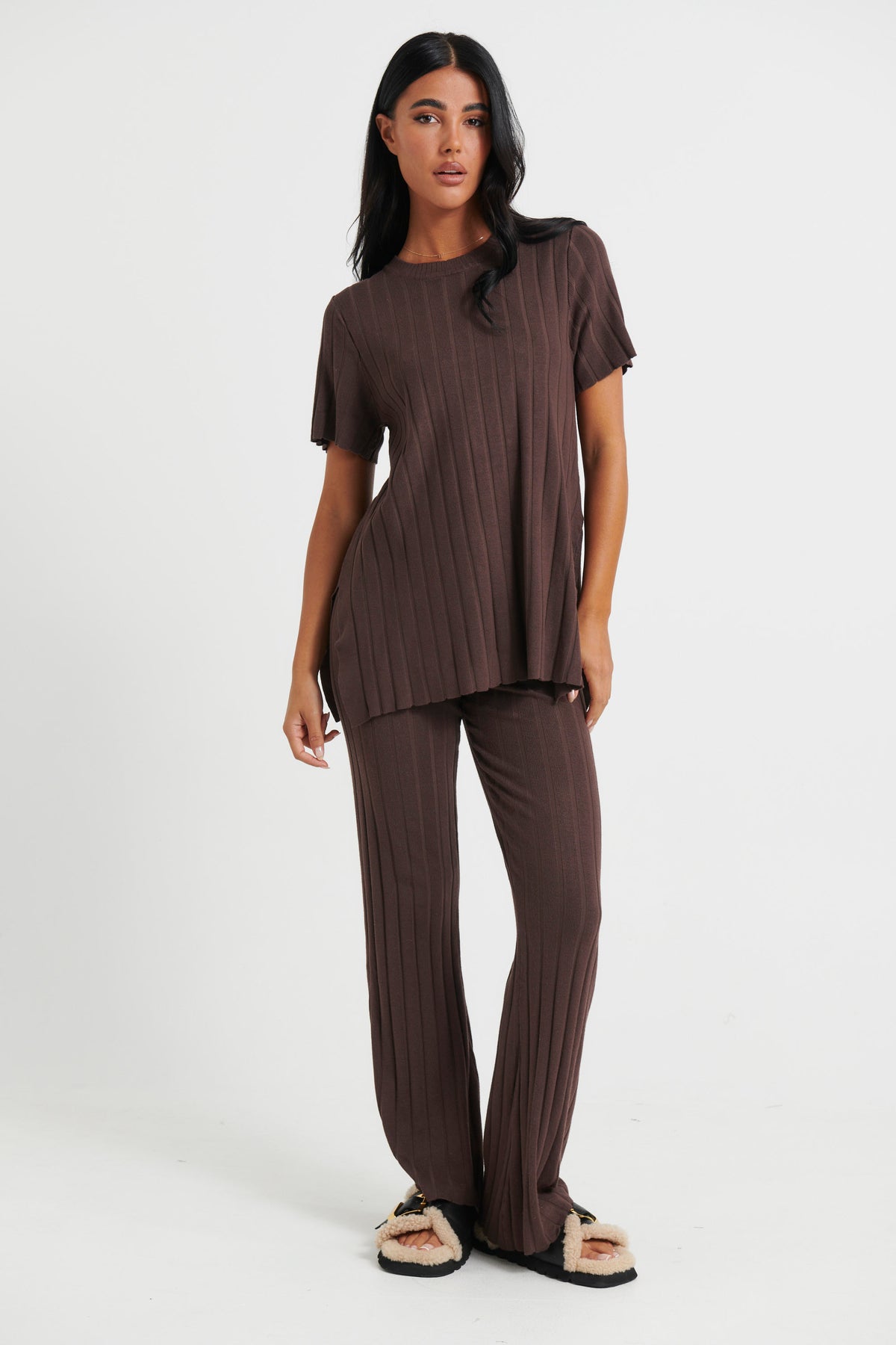 Leighton Ribbed Pant Chocolate