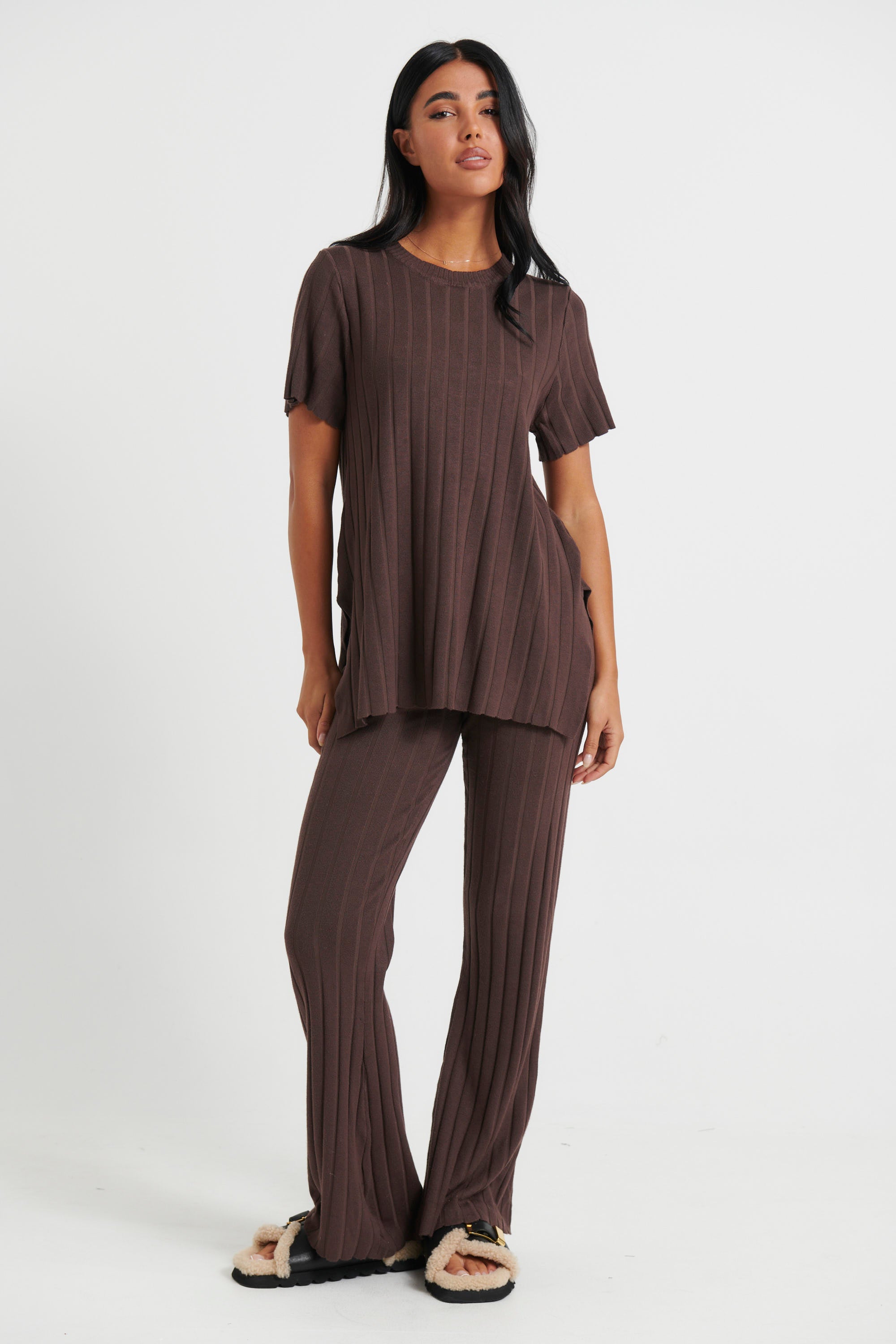 Leighton Ribbed Top Chocolate