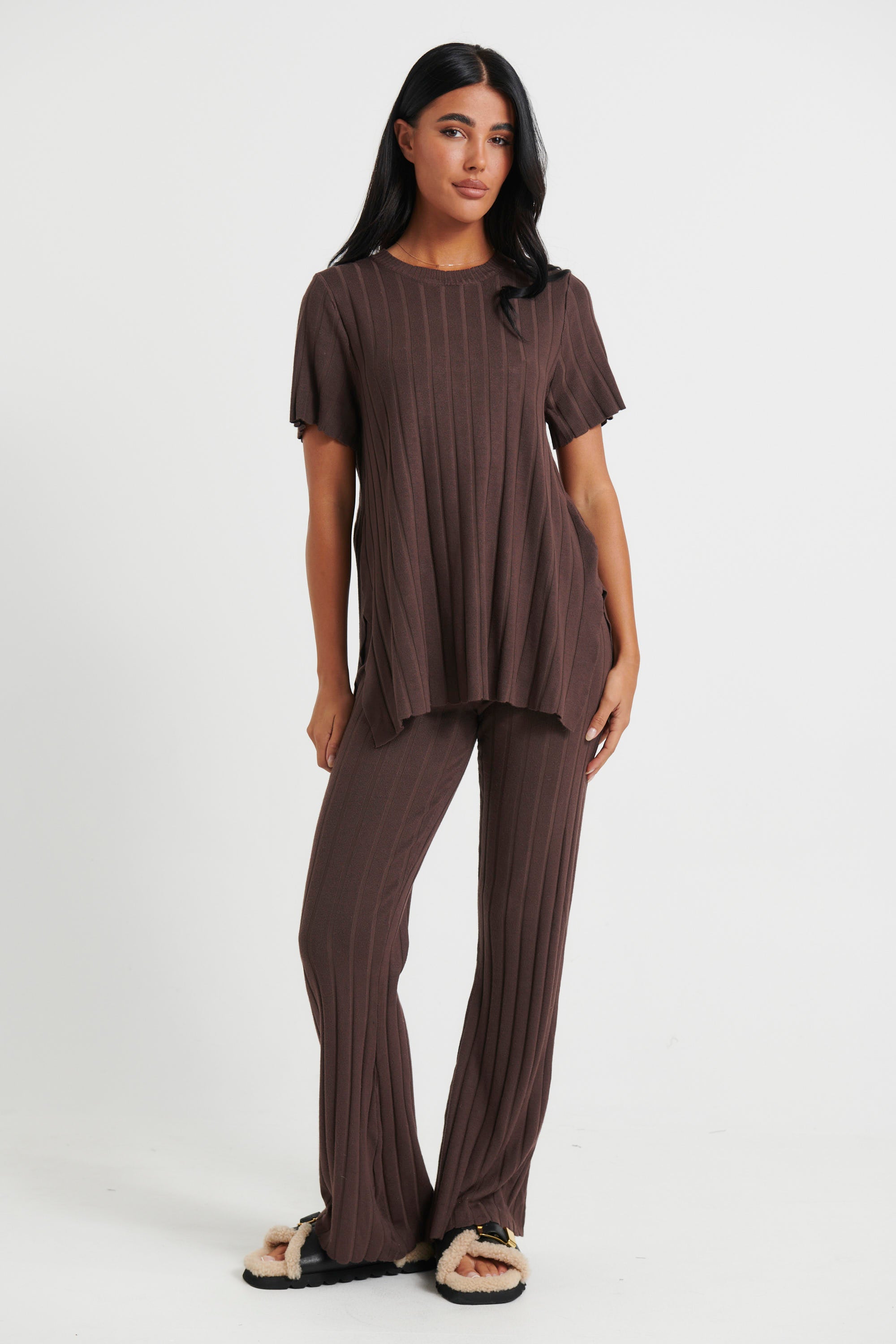 Leighton Ribbed Pant Chocolate