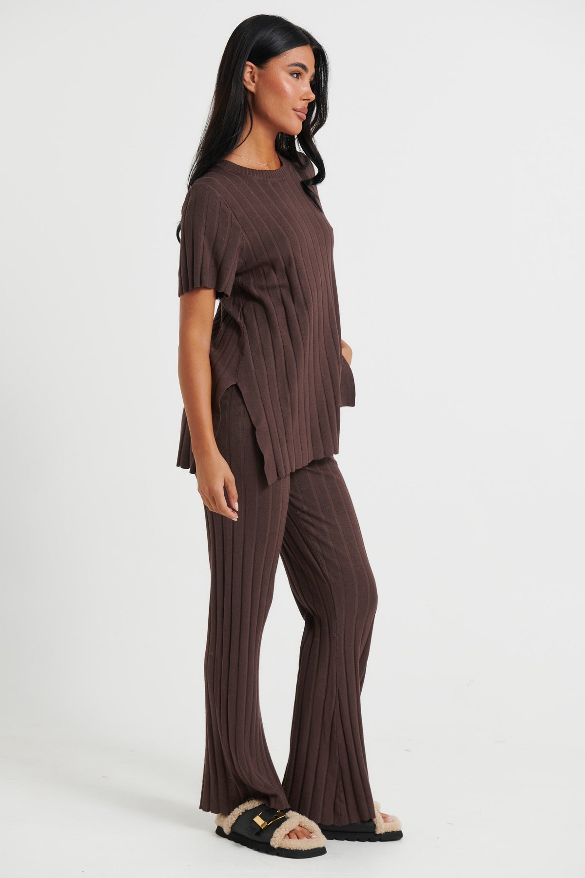 Leighton Ribbed Pant Chocolate