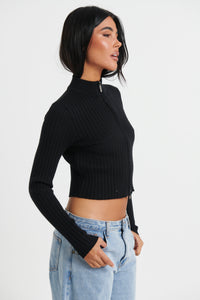 Linden Long Sleeve Top Black