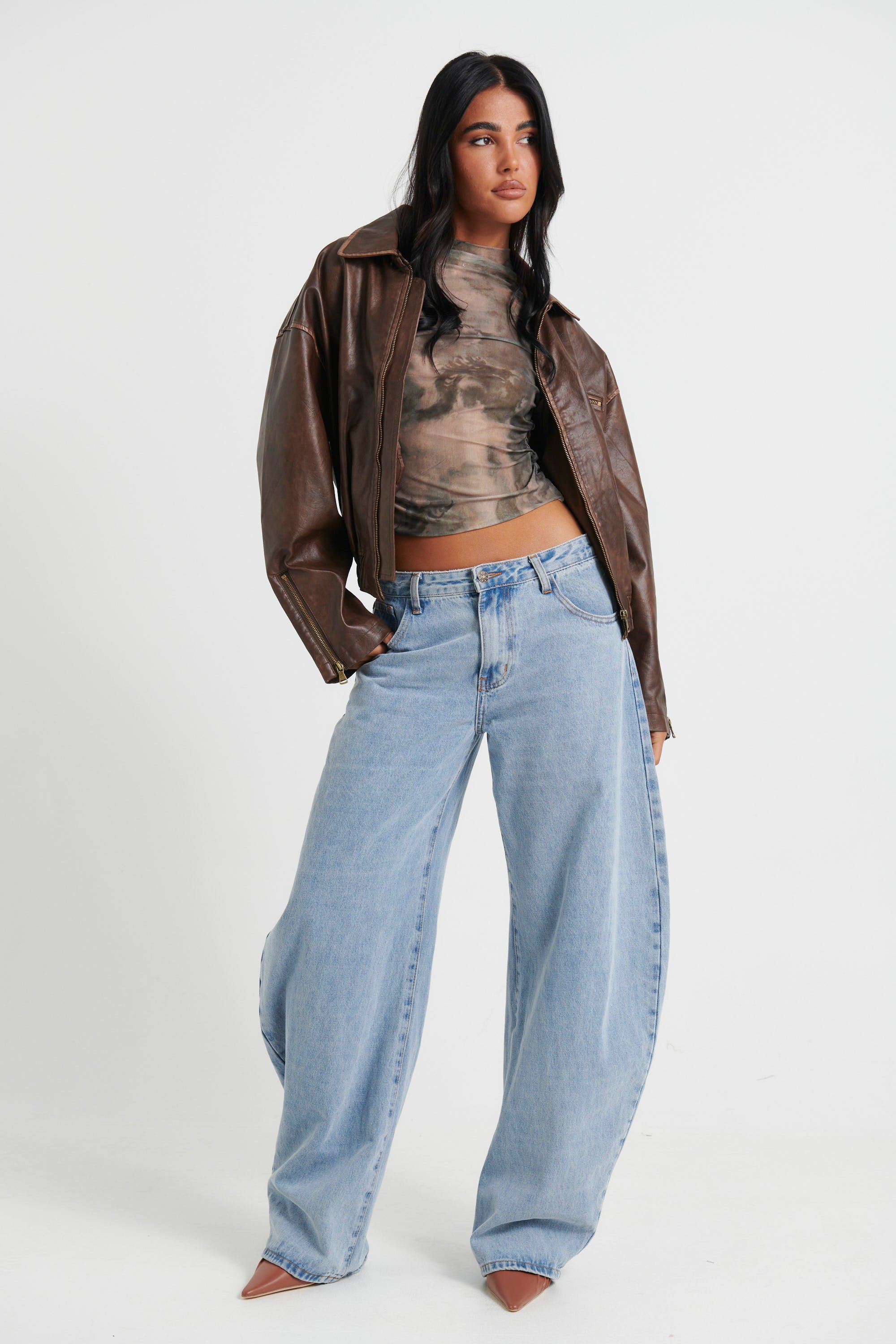 Trista Biker Jacket Brown