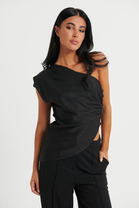 Gracie Draped Top Black