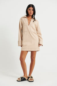 Tara Long Sleeve Dress Stone