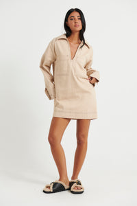 Tara Long Sleeve Dress Stone